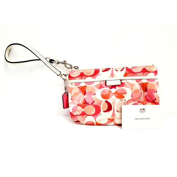 NWOT Coach Pink & White Signature Wristlet - Picture 1 of 5